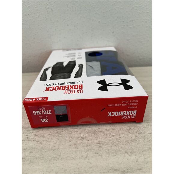 Under Armour Set Of 2 Tech Boxerjocks Sz 3XL Academy Blue Gray 6" Inseam Briefs - Picture 5 of 5